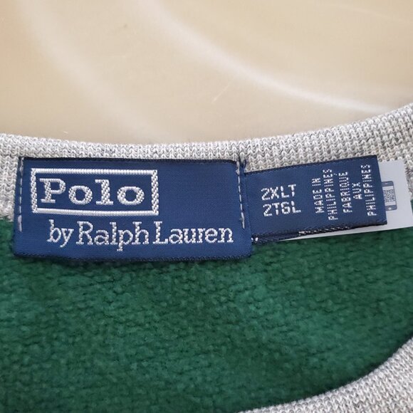 Polo Ralph Lauren Flag Patchwork-Sleeve Fleece Sweatshirt Verano Green 2XLT - Picture 8 of 16